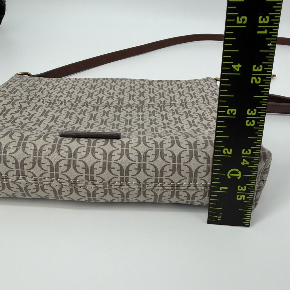 Fossil Fiona Crossbody‎ Bag Purse Satchel Brown Cream Floral Boho - Picture 14 of 14